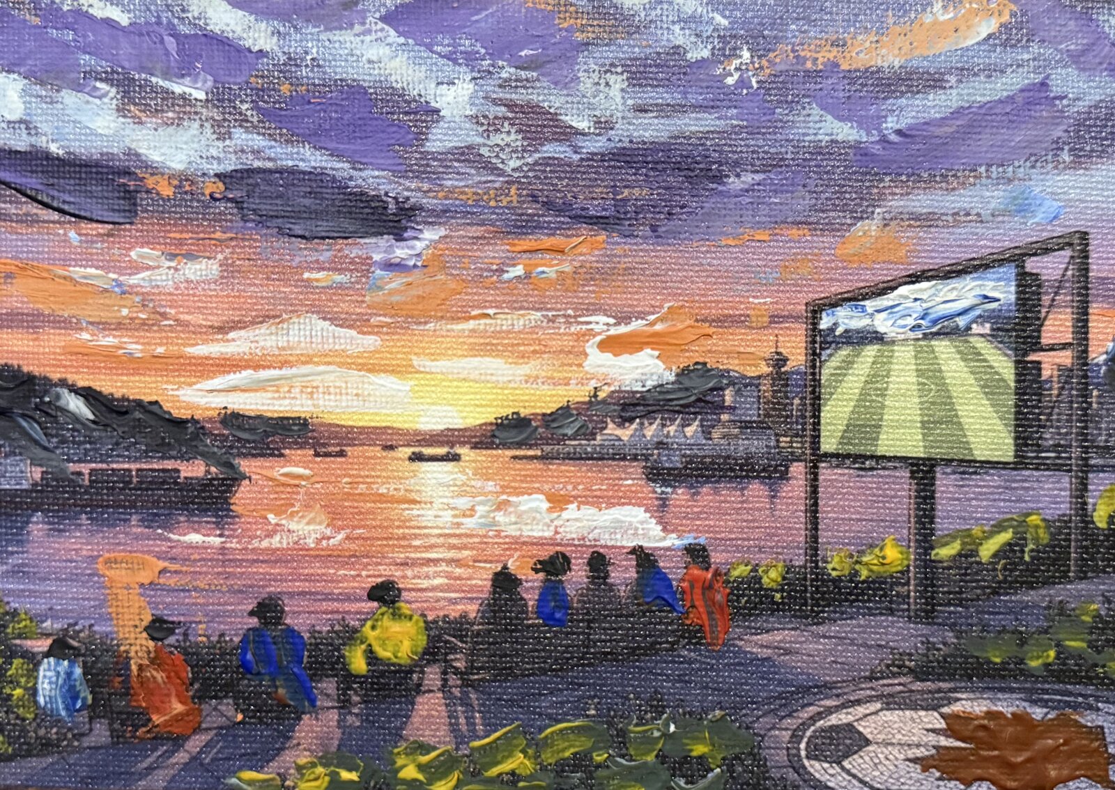 Sunset Screening, English Bay — acrylic painting by Pius
