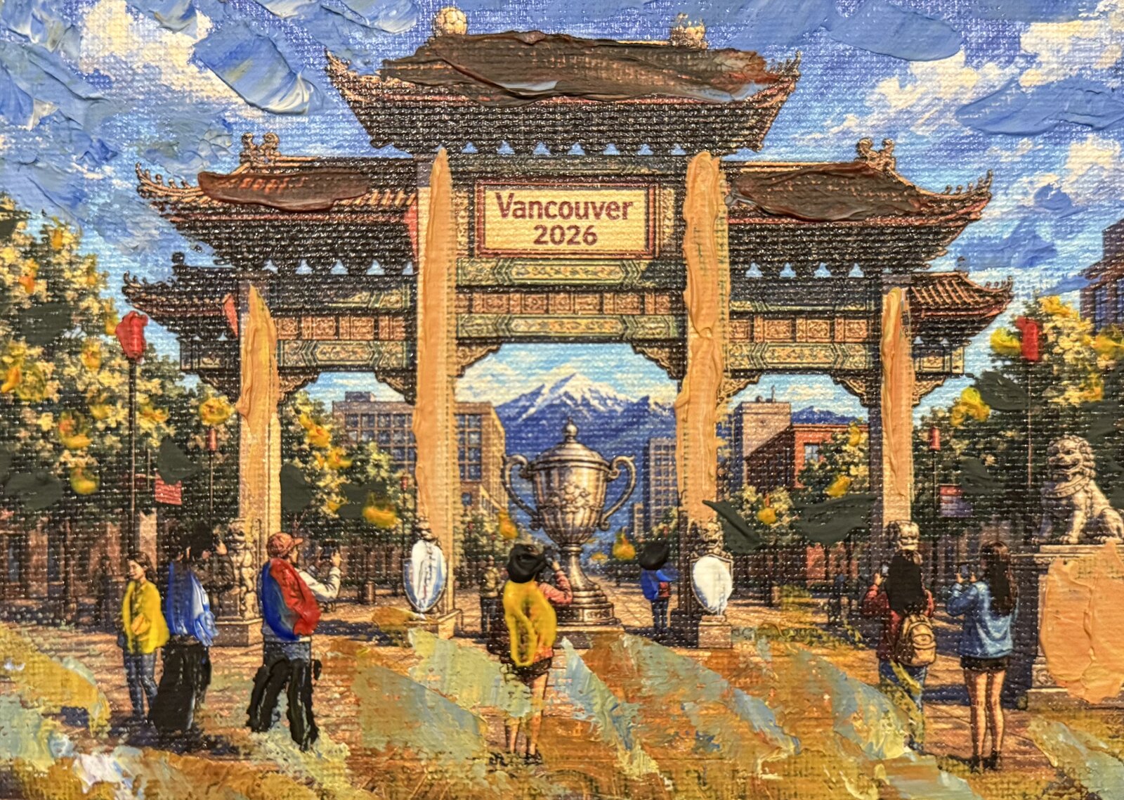 The Trophy at the Gate — acrylic painting by Pius